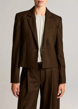 Vince- Soft Flannel Short Wool Blazer- Pinewood