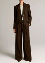 Vince- Soft Flannel Short Wool Blazer- Pinewood