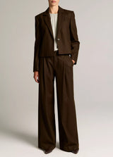 Vince- Camille Mid Waist Wide Leg Soft Flannel Trouser- Pinewood