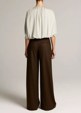 Vince- Camille Mid Waist Wide Leg Soft Flannel Trouser- Pinewood