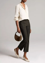 Vince- Niki Mid Rise Crop Flare Pant- Deep Forest