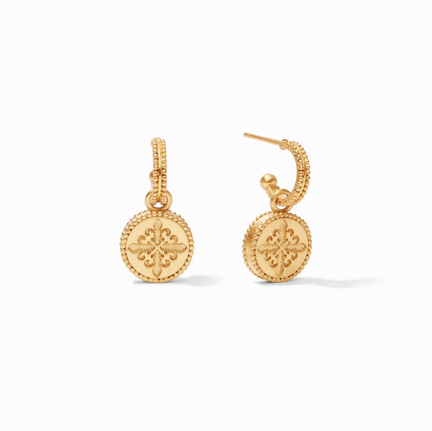 Julie Vos - Fleur-de-Lis Hoop & Charm Earring - Pearl