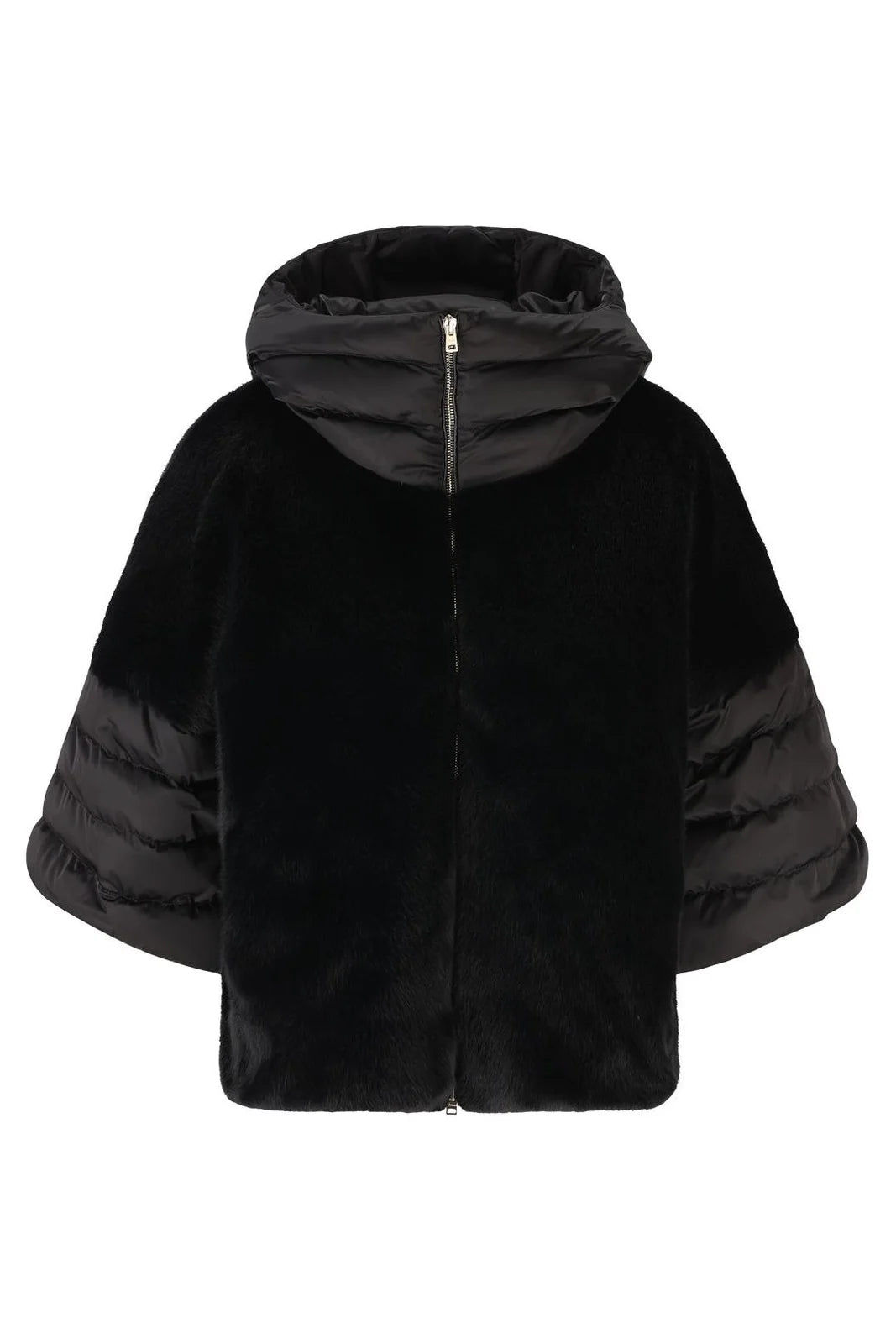 Herno - Satin Jacket with Fur - Black