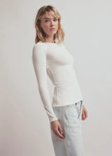 Favorite Daughter- The Ribbed Long Sleeve- White