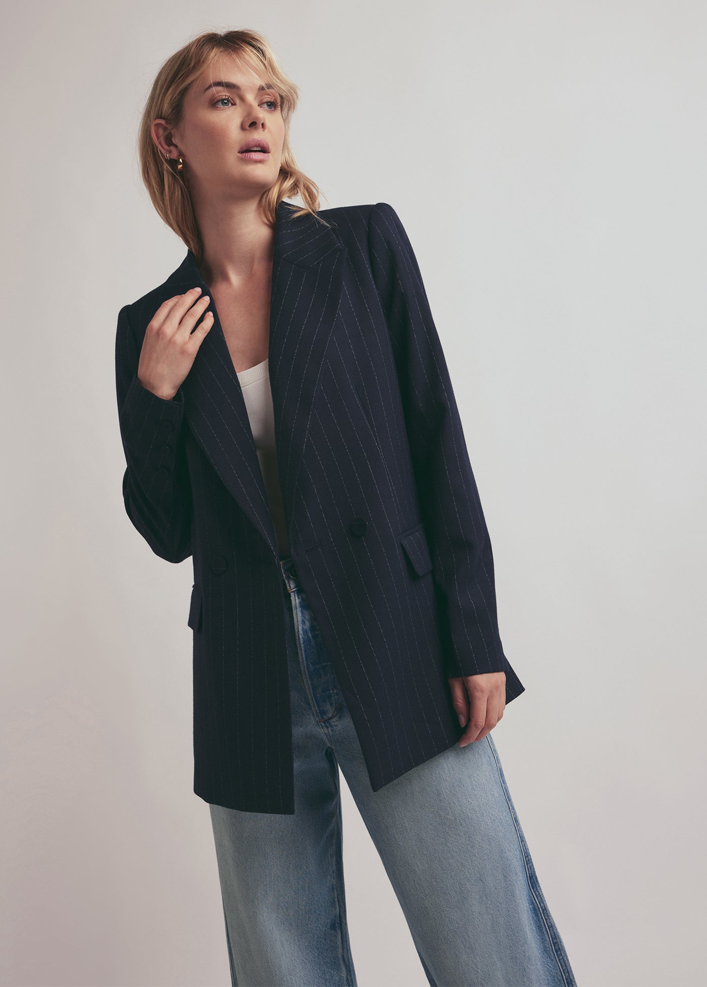 Favorite Daughter - Suits You Blazer - Navy Pinstripe