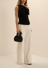 Favorite Daughter- The Velvet Side Note Top- Black