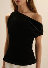 Favorite Daughter- The Velvet Side Note Top- Black