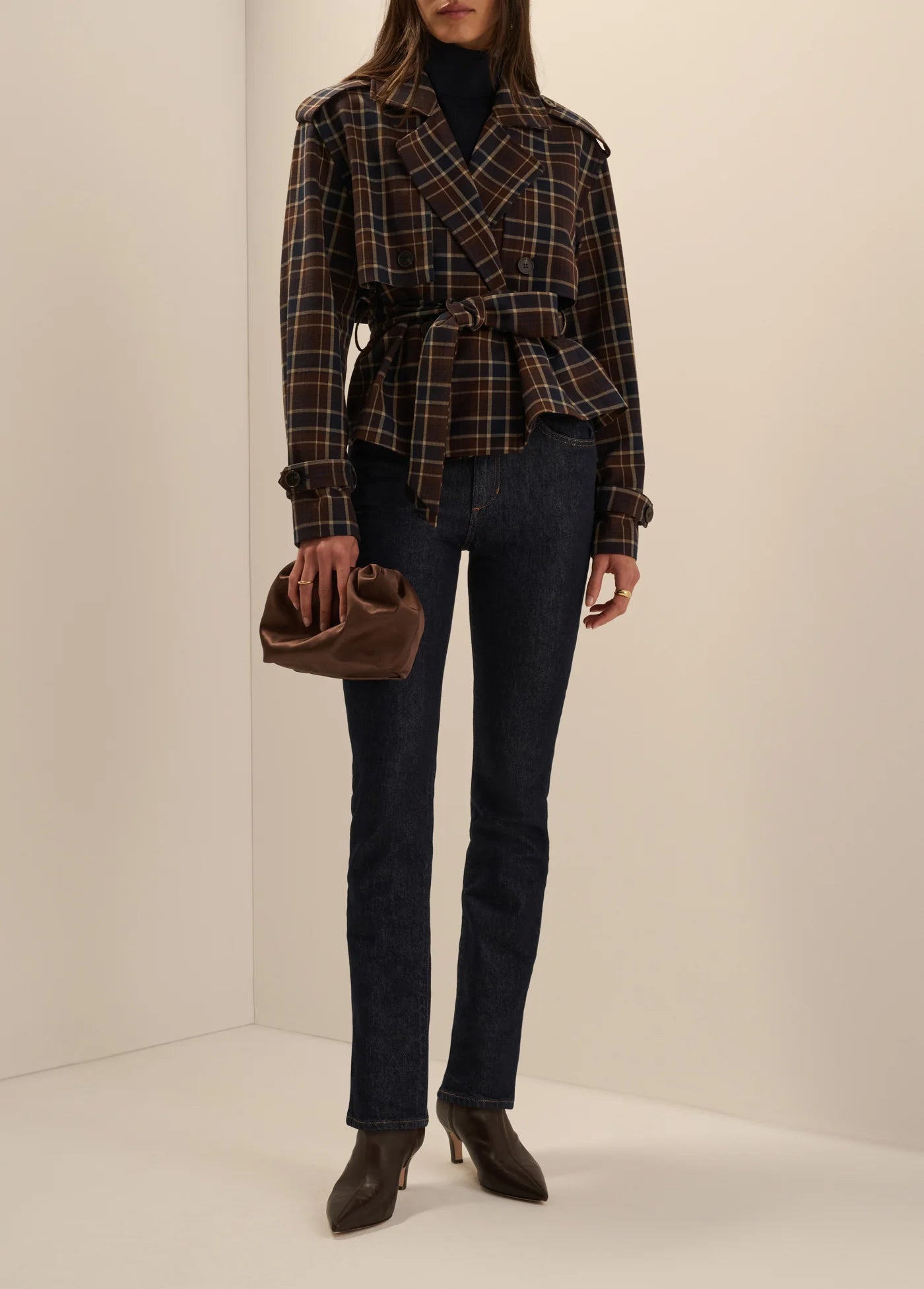 Favorite Daughter- Cropped Charles Trench- Toffee Plaid