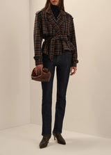 Favorite Daughter- Cropped Charles Trench- Toffee Plaid