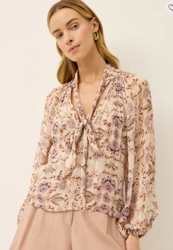 Marie Oliver - FLORENCE BLOUSE -  Tie Neck Blouse - Pastel Floral