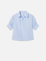 FRAME - The Striped Popover Top - Venice Blue Multi