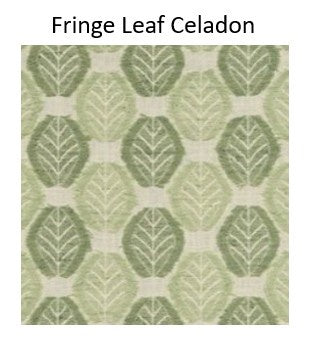 Fringe Leaf Celadon pattern with green leaves on a beige background