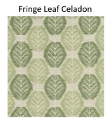 Fringe Leaf Celadon pattern with green leaves on a beige background