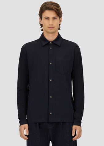 Herno - SHIRT IN JERSEY KNIT EFFECT - Blue