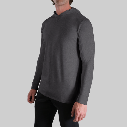 2UNDR - Luxury Long Sleeve Hooded Tee - Charcoal