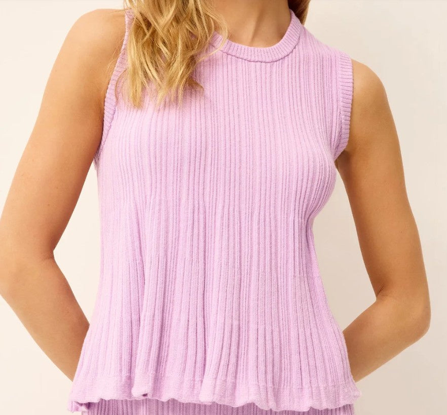 Marie Oliver - IZABELL TOP - Flared Rib Knit Tank Top - Purple