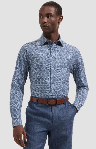 Bugatchi - Oooh Cotton LS Shirt - Navy Print