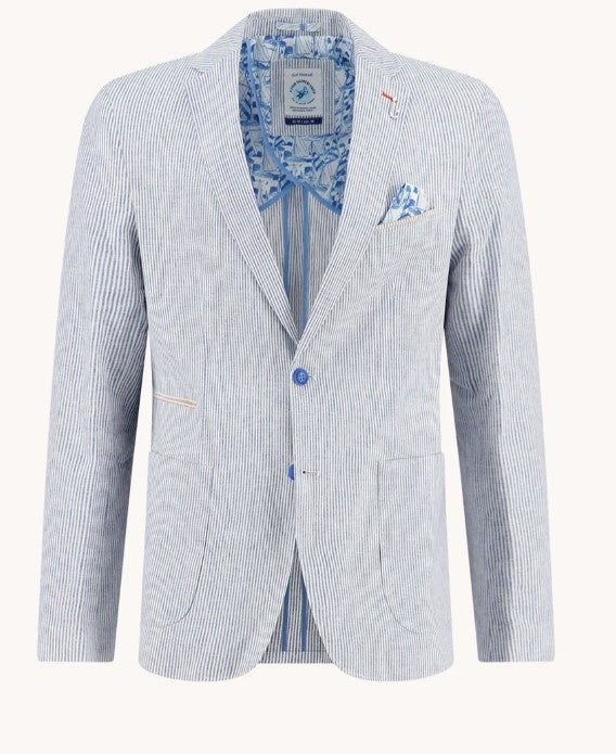 A Fish Named Fred - Blazer Striped Seersucker - Cobalt