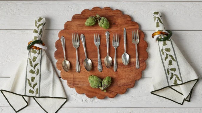Scalloped Cutting Board Charger - Large Round