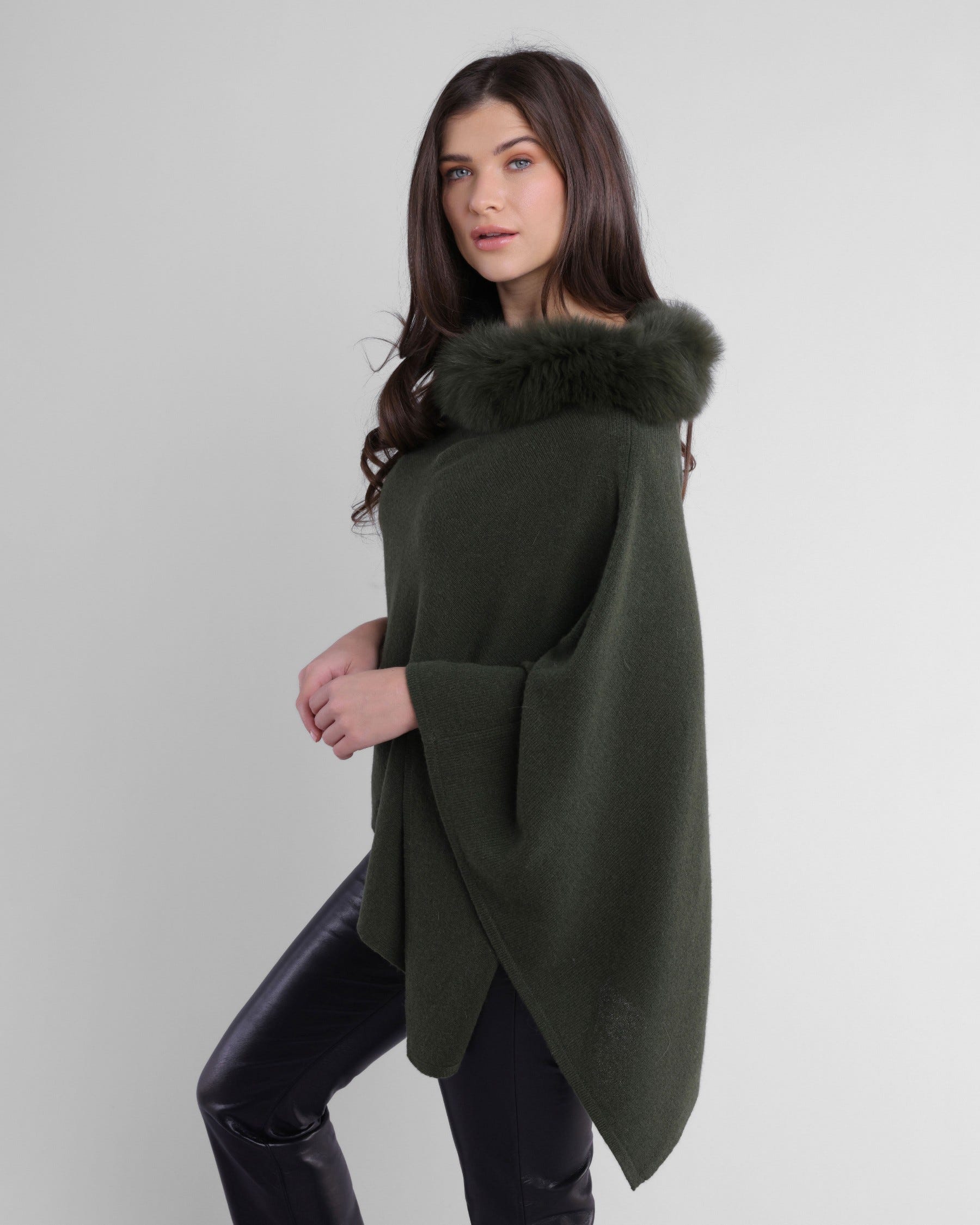 Alashan - 100% Cashmere Luxe Windchill Fox Trim Topper