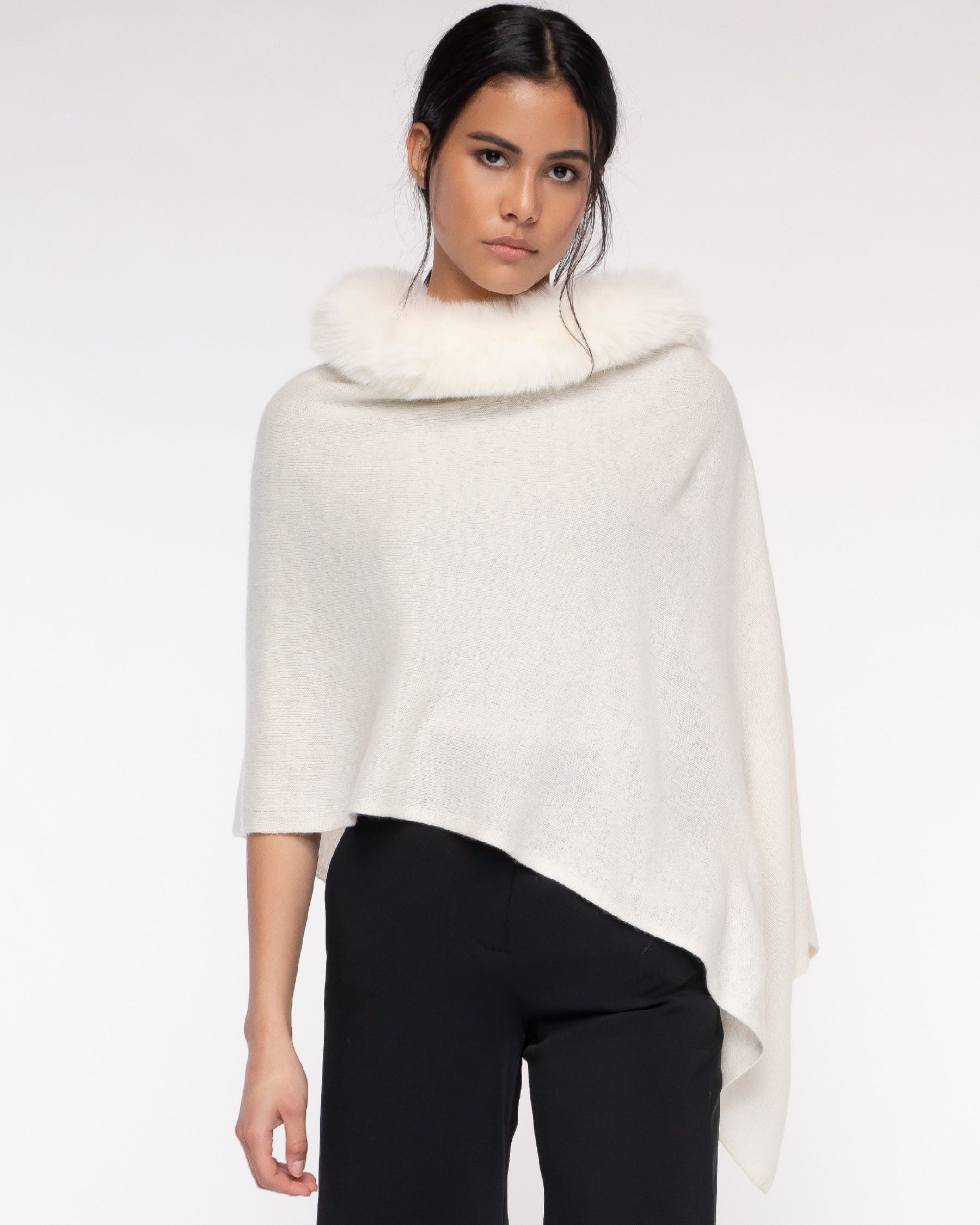 Alashan - 100% Cashmere Luxe Windchill Fox Trim Topper