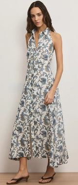 Veronica Beard - Mackey Paisley Halter Midi Dress - Dove White