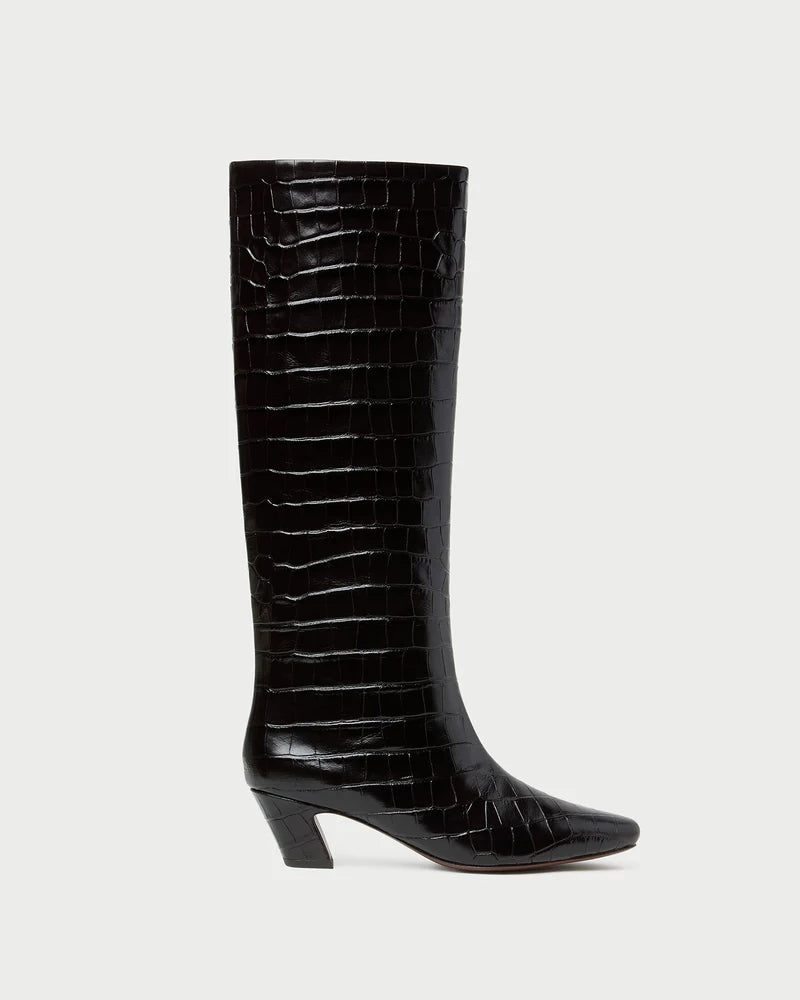 Loeffler Randall- Marley Kicked Heel Tall Boot- Ebony