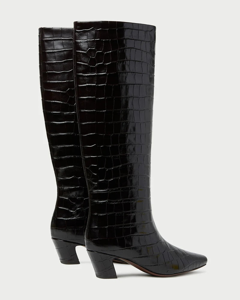 Loeffler Randall- Marley Kicked Heel Tall Boot- Ebony