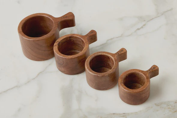 French Bistro Wood Measuring Cups - Set/4