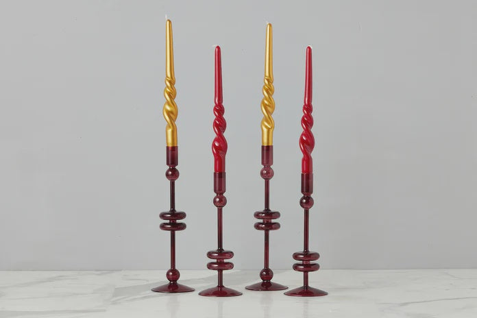 Merlot Glass Candlestick Pair - Medium
