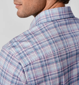David Donahue - Knit Sport Shirt - Merlot/Blue Plaid