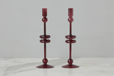 Merlot Glass Candlestick Pair - Large