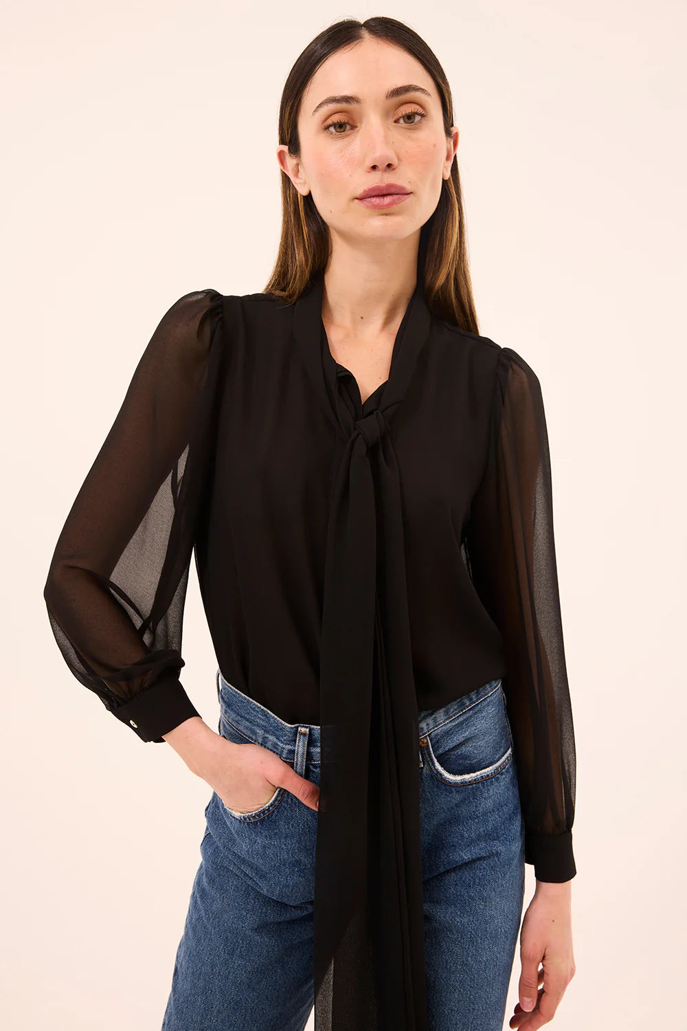 MISA Velma Top Black Viscose