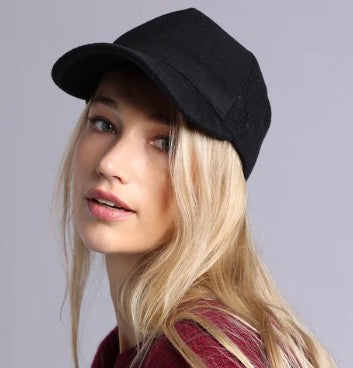 Minnie Rose - Wool Trucker Hat with Minnie Rose Embroidery - Black