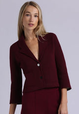 Minnie Rose - Cotton Blend Shrunken Blazer - Bordeaux