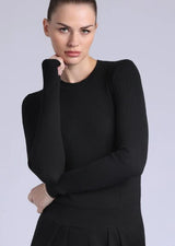 Minnie Rose - Viscose Ribbed Crew - Black