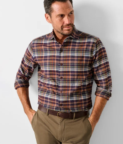 David Donahue - Sport Shirt - Merlot/Multi Brushed Plaid