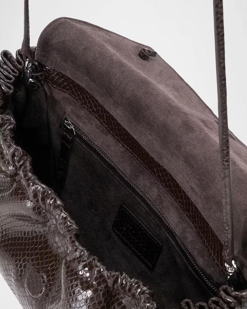 Staud- CY Convertible Bag- Espresso Snake