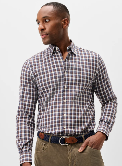 Johnnie O - Natural Performance Button Down Shirt - Oak Bluffs Plaid - Lake