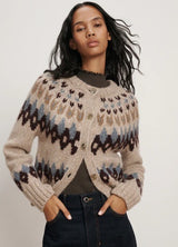 Veronica Beard - Christina Fair Isle Cardigan - Oatmeal Melange Multi