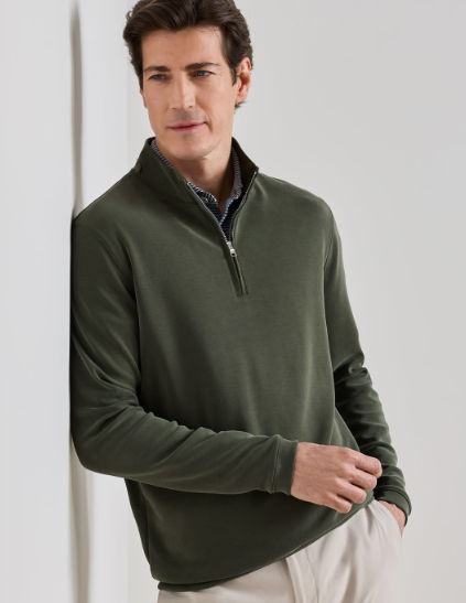 Peter Millar - Soft Suede Performance Quarter - Dark Olive