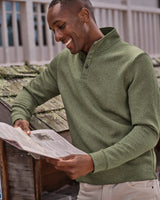 Johnnie-O- Rockwells Diamond-Quilted Henley Pullover- Forest