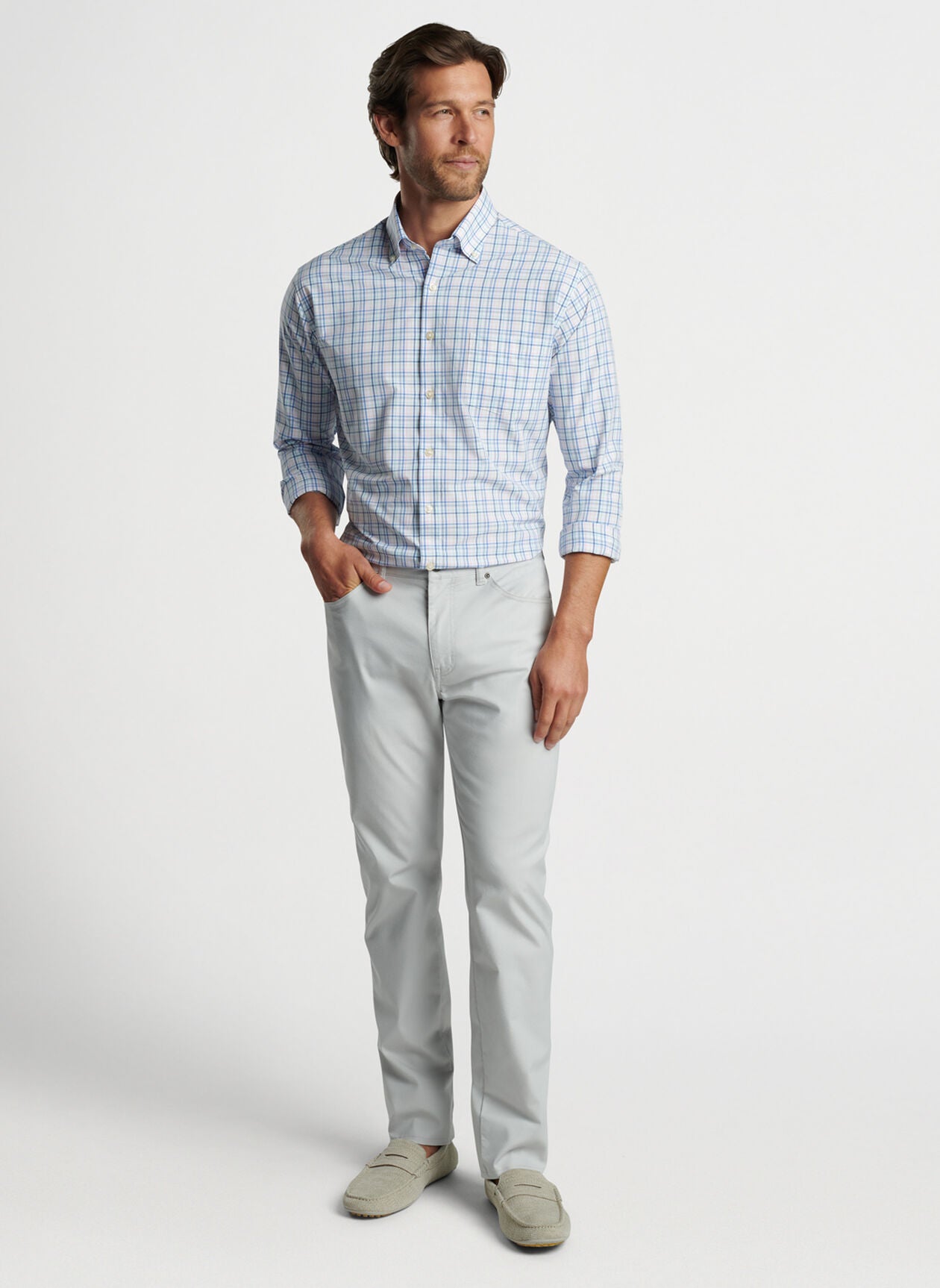 Peter Millar - Roxbury Performance Poplin Sport Shirt - Maritime