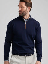 Peter Millar - Autumn Crest Suede Trim Quarter Zip - Navy