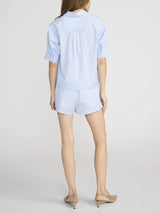 FRAME - The Striped Popover Top - Venice Blue Multi