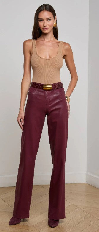 L'agence - Clayton Coated Wide Leg Jean - Dart Port