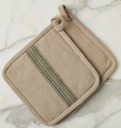 Vintage Spruce Green Stripe, Set of 2
