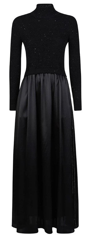 Purotatto Dress Blk/Wool/Silk