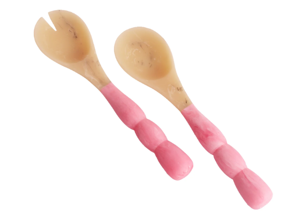 Beatriz Ball - Resin Alabaster Salad Servers - Raspberry