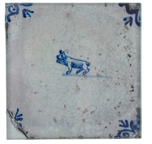 John Derian - 6" Spoon Rest - Delft Tile Dog